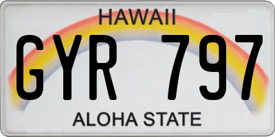 HI license plate GYR797