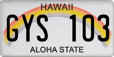HI license plate GYS103