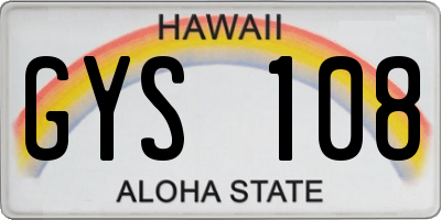 HI license plate GYS108