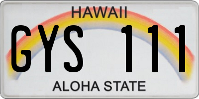 HI license plate GYS111