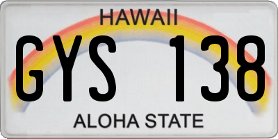 HI license plate GYS138