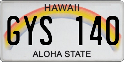 HI license plate GYS140
