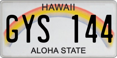 HI license plate GYS144