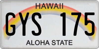 HI license plate GYS175