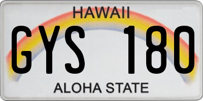 HI license plate GYS180