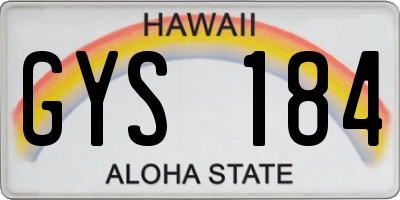 HI license plate GYS184