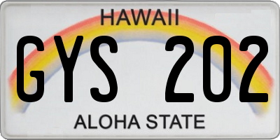 HI license plate GYS202