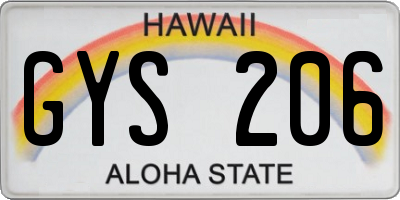 HI license plate GYS206