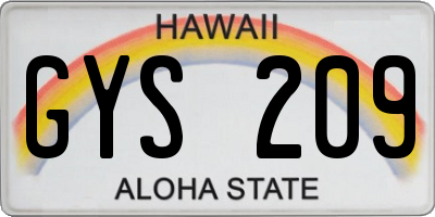 HI license plate GYS209