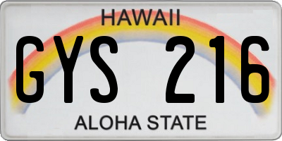HI license plate GYS216