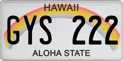 HI license plate GYS222