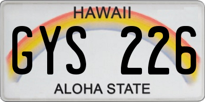 HI license plate GYS226