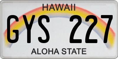 HI license plate GYS227