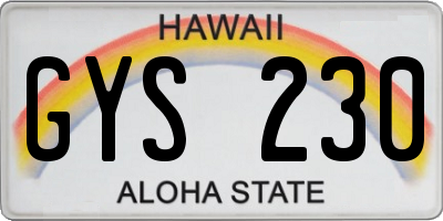 HI license plate GYS230