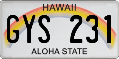 HI license plate GYS231