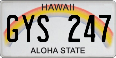 HI license plate GYS247