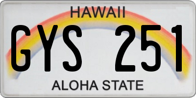 HI license plate GYS251