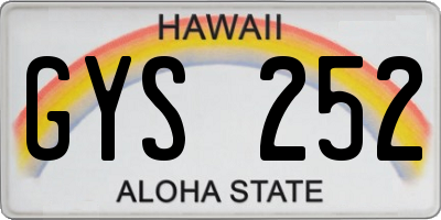 HI license plate GYS252