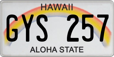 HI license plate GYS257