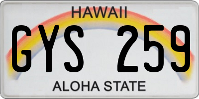 HI license plate GYS259