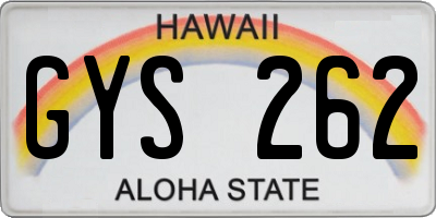 HI license plate GYS262