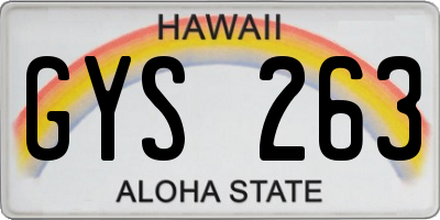 HI license plate GYS263