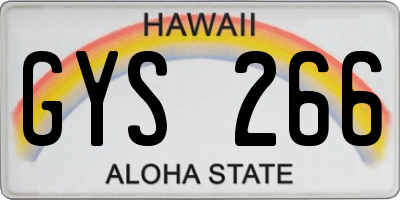 HI license plate GYS266