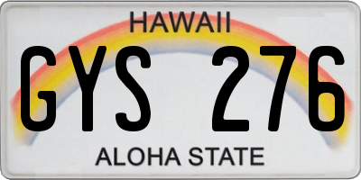 HI license plate GYS276