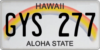 HI license plate GYS277