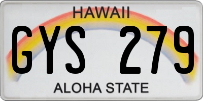 HI license plate GYS279