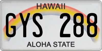 HI license plate GYS288
