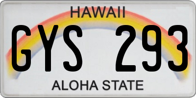 HI license plate GYS293