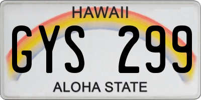 HI license plate GYS299