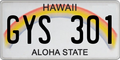 HI license plate GYS301
