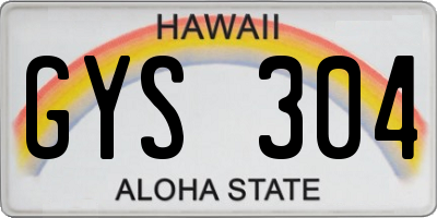 HI license plate GYS304