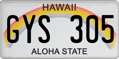 HI license plate GYS305