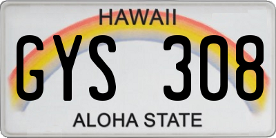 HI license plate GYS308