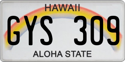 HI license plate GYS309