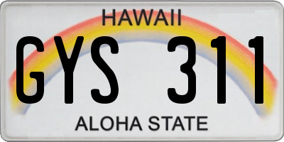 HI license plate GYS311