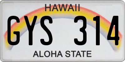 HI license plate GYS314