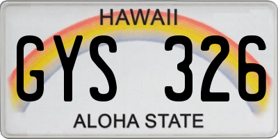 HI license plate GYS326