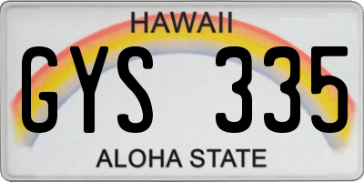 HI license plate GYS335