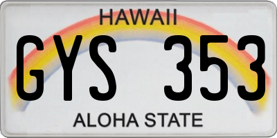 HI license plate GYS353