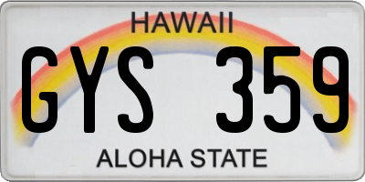 HI license plate GYS359