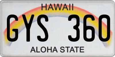 HI license plate GYS360