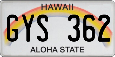HI license plate GYS362
