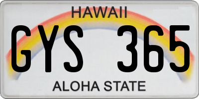 HI license plate GYS365