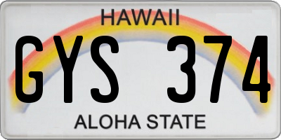 HI license plate GYS374