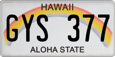 HI license plate GYS377