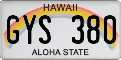 HI license plate GYS380